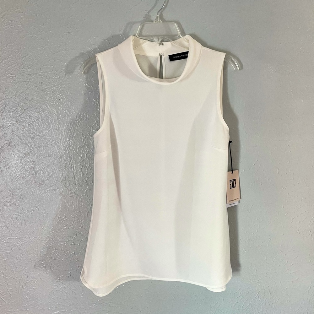 Ivanka Trump Ivory High Neck Tank Blouse